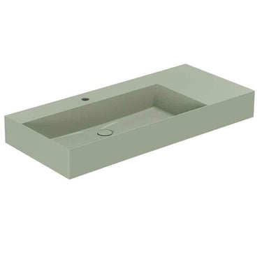 Lavabo Elegance håndvask matglaseret porcelæn 1020x400x125mm t/bordpl/væg Nature Green - 1