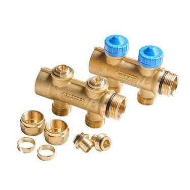 Wavin Comfia fordelerrørssæt messing 3/4" Ø0x2mm t/PE-RT 2-port - 1