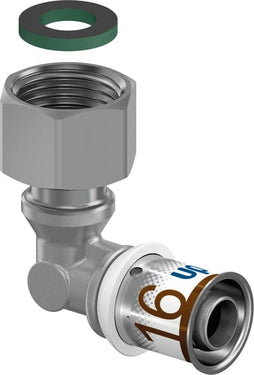 Uponor S-Press PLUS presvinkel 90° muffe/muffe 25mm x 3/4" m/omløber - 1
