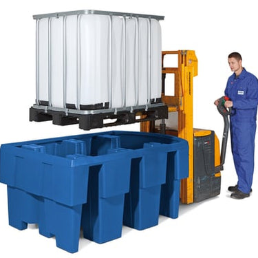 Opsamlingskar PE-kar 1 IBC palletank med påfyldningsområde - 1