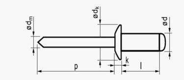 3,0X8 rundhovedet aluminium/stål  blindnitte bulk - 1