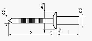 4,0X8 rundhovedet  rustfri/rustfri standard blindnitte lukket - 1