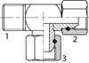 T-stykke 3/8"BSPP nippel/omløber/omløber - 1