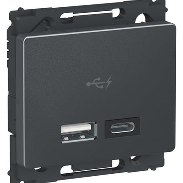 OPUS 66 dobbelt 5V USB A+C-lader 2400 mA 1 modul koksgrå - 1