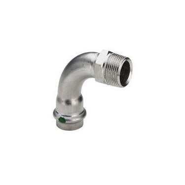 Sanpress Inox overgangsbøjning 90° muffe/nippel 22 mm x 3/4" rustfrit stål - 1