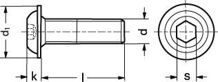 M4X30 ISO 7380-2 010.9 sort med flange indv. 6-kt. - 1