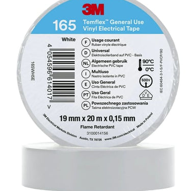 Temflex el vinyltape 165 hvid 19 mm x 20 m - 1