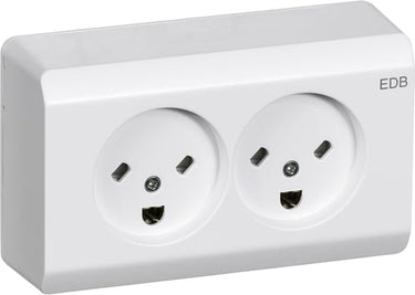 LK OPUS 66 standard stikkontakt udvendig dobbelt EDB 2-pol med jord hvid - 1