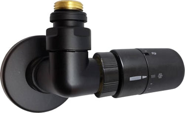 KRISS Corner Rum Plus termostatventilsæt 1/2" V/L fremløb venstre matsort (RAL9005) - 1