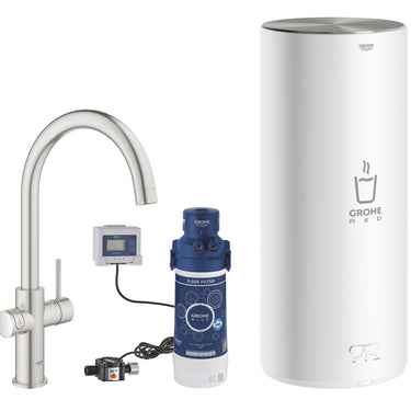 GROHE Red II Duo køkkenarmatur med kogende vand 7 l-kedel C-tud Supersteel - 1