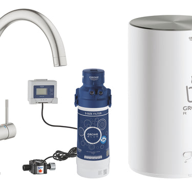 GROHE Red II Duo køkkenarmatur med kogende vand 4 l-kedel C-tud Supersteel - 1