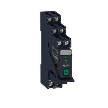 RXG stikbensrelæ med testknap og LED i sokkel med diode 2 C/O 5A og 24VDC - 1