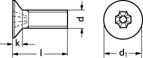 M4X12 DIN 965/ISO 14581 A4 undersænket maskinskrue Z - 1