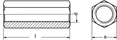 M10X40 A2 6-kantet gevindmuffe - 1