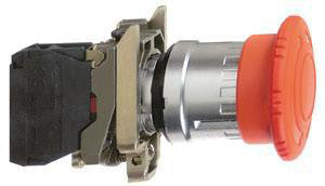 Harmony nødstop komplet med Ø40 mm paddehoved i rød farve med tryk/drej funktion og 2xNC XB4BS8444 - 1