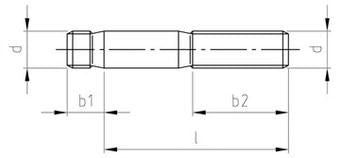 M12X45 A4 DIN 938 tapskrue 1 X d - 1