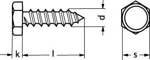 5,5X16  DIN 7976 FZB 6-kant hoved  pladeskrue - 1