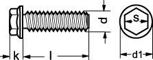 M10X25  DIN 7500-D FZB 6-kant hoved  gevindformende  skrue - 1