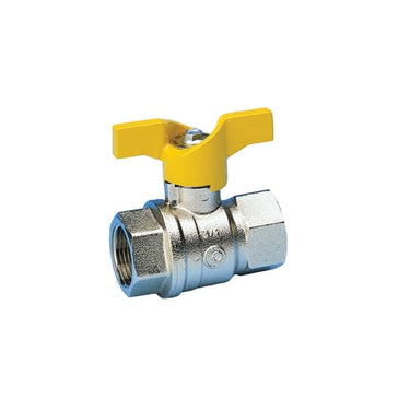 Pettinaroli gaskuglehane med gult T-greb muffe/muffe 1/2" - 1