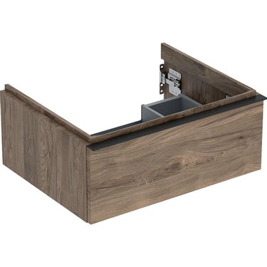 Geberit Icon vaskeskab 592 x 476 x 247 mm 1 skuffe nøddetræ højkomprimeret trelags-spånplade melamin træstruktur - 1