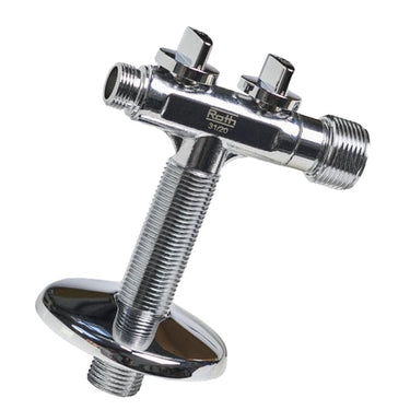 Roth T-ventil  1/2" x  3/8" x 3/4" med afspærring - 1