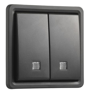 Fjedertryk med linse dobbelt IP55 sort - 1
