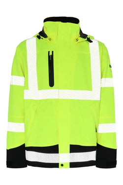 Lyngsøe Hi-Vis regnregnjakke 4 vejs stretch 4WS-5057 gul/sort str 3XL - 1