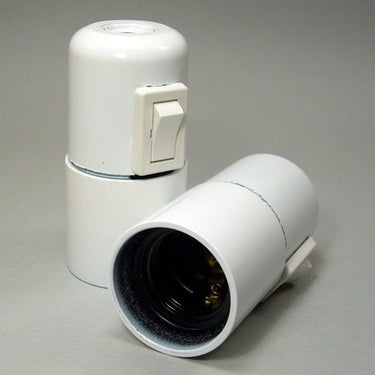 Fatning E27 M10 med afbryder glat hvid - 1