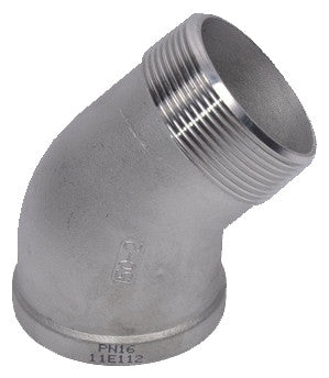 Vinkel 45° 4408/316 20 bar muffe/nippel 3/4" - 1
