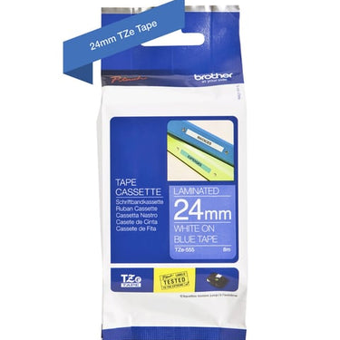 Tape Brother hvid/blå TZe 555 24mm - 1