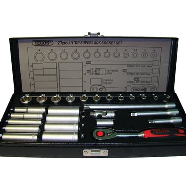 Topnøglesæt Tecos 1/4" korte/lange toppe T-0627M 27 dele Superlock - 1