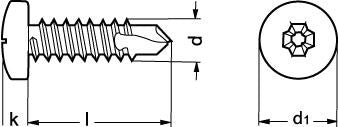 4.2X32 DIN 7504-N A2 panhoved pladeskrue med borespids H - 1