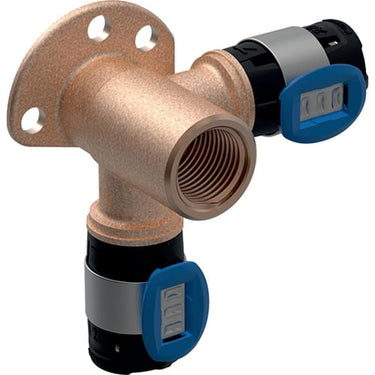 Geberit FlowFit hjørnevinkel 90° 20mmx1/2"/52mm mf blyfri rødgods - 1