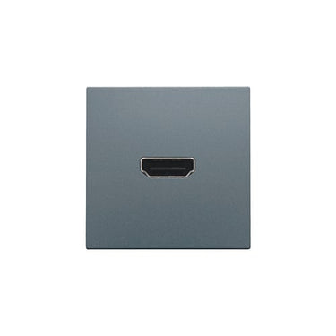 HDMI udtag med HDMI connector på bagsiden for stikmontering steel grey coated - 1