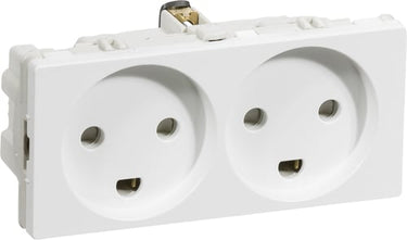 LK FUGA dobbelt stikkontakt for 2 tændinger 2-polet + DK jord 2 modul hvid - 1