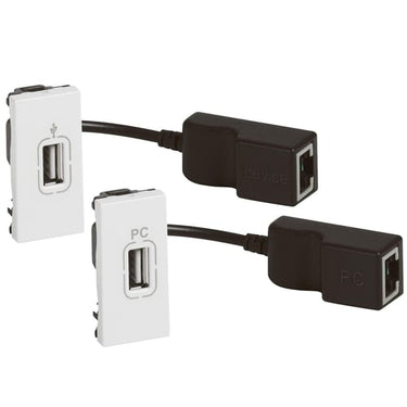 Mosaic USB udtag med forstærker til over 5 meter sæt 2M hvid - 1