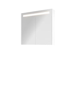 Sanibell Proline spejlskab med LED belysning 80 x 74 cm hvid højglans sidepaneler - 1