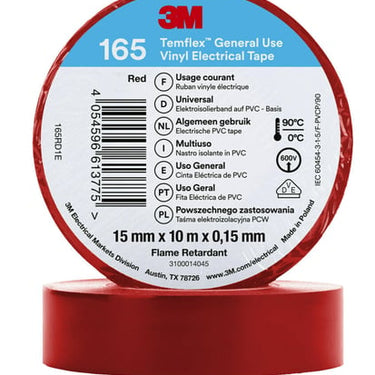 Temflex el vinyltape 165 rød 15 mm x 10 m - 1