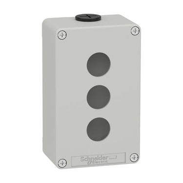 Harmony tom trykknapkasse i lysegrå metal med 3 x Ø22 mm huller for trykknapper og 2 x M20 forskruninger 130 x 80 x 51,5 mm - 1