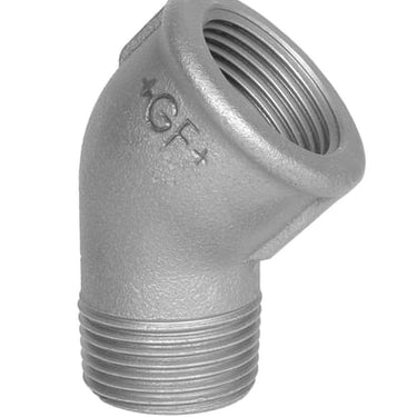 Vinkel 45° sort nippel/muffe 1 1/4 - 1