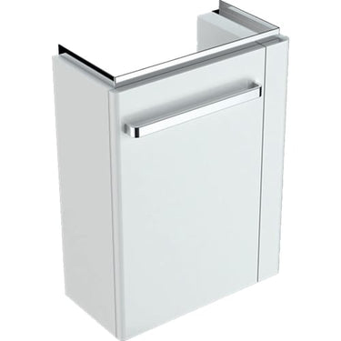 Geberit Renova Compact vaskeskab 448 x 252 x 604 mm 1 låge/håndkl.holder th blankpoleret hvid højkomprimeret trelags-spånplade lakeret - 1