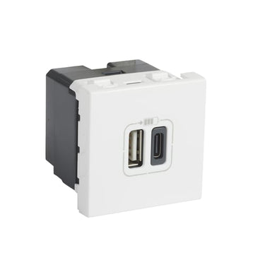 Mosaic USB lader Type A+C 3.0A 15W 2M hvid - 1