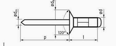 3,2X10 undersænket aluminium/stål   blindnitte multigrip - 1