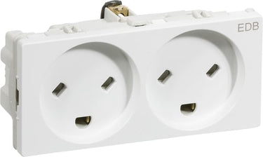 LK FUGA dobbelt stikkontakt EDB 2-polet + DK jord 2 modul hvid - 1