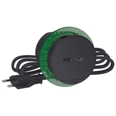 Bord stikk. enkelt m/USB A/C koksgrå - 1