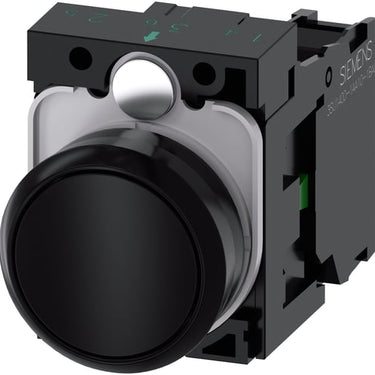 Trykknap 22 mm rund plastik sort flad momentan kontakt type med holder 1NO skrue terminal - 1