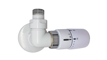KRISS Corner Rum Plus termostatventilsæt 1/2" V/L fremløb venstre hvid (RAL9016) - 1