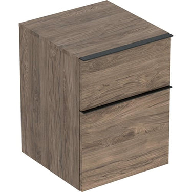 Geberit Icon sideskab 450 x 476 x 600 mm 2 skuffer nøddetræ højkomprimeret trelags-spånplade melamin træstruktur - 1