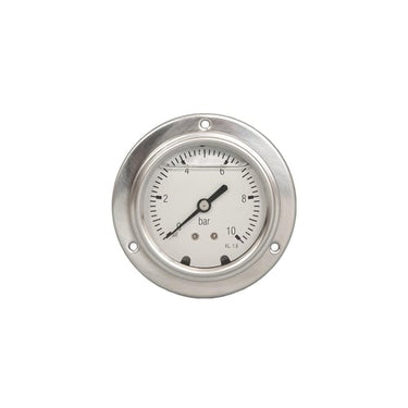 Manometer  1/4" x Ø63 0-6 bar med glycerin 3-huls frontflange og bagudrettet studs - 1