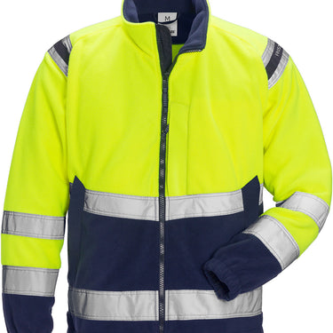 Fristads Hi-Vis vindtæt fleece jakke kl.3 4041 gul/marine str M - 1